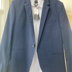 42R Slim Fit Navy Blazer with Crisp White Button Down Shirt